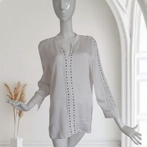 Marc Aurel Chic White Blouse with Studded Details